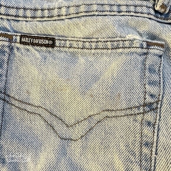 Harley-Davidson Vintage Biker Blues High-Waist Denim Cutoff Shorts USA Made - Picture 4 of 5